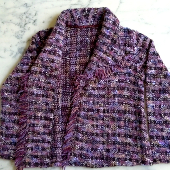 Wool and Acrylic Multicolor and Pattern Sweater Jacket. - Picture 4 of 5